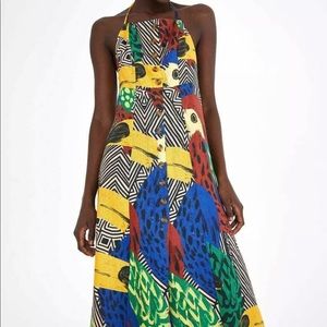 Farm Rio Anthropologie Gouache Linen Dress XS